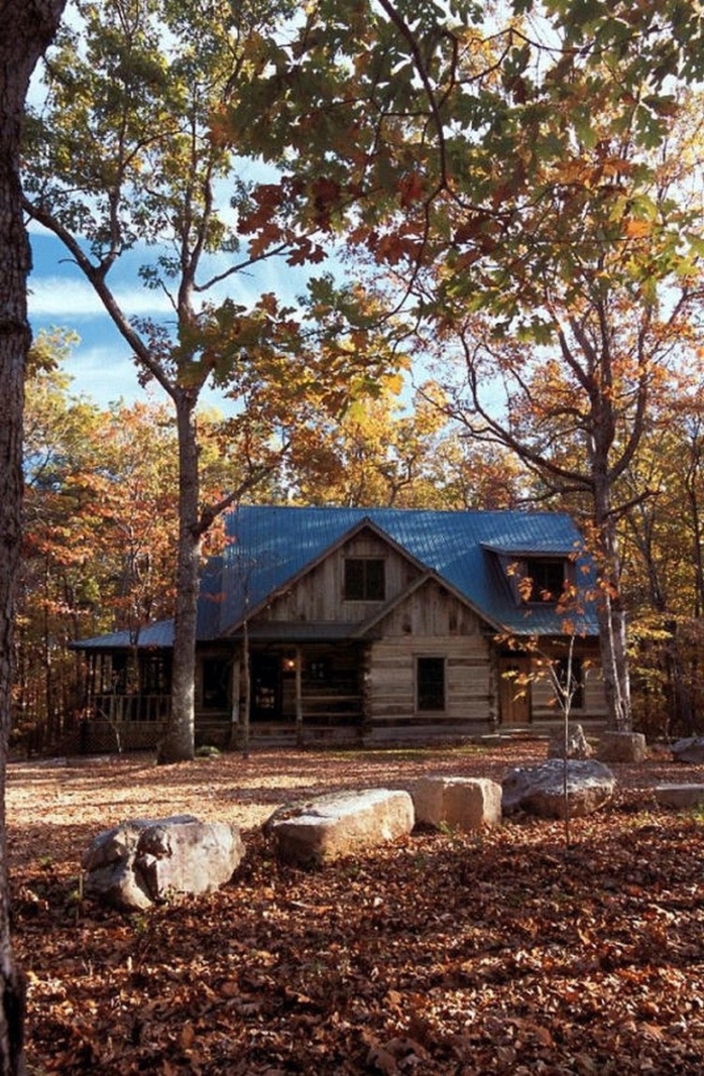 log cabin in the woods