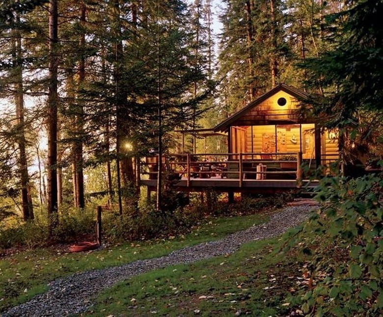 cabin. outdoors. 