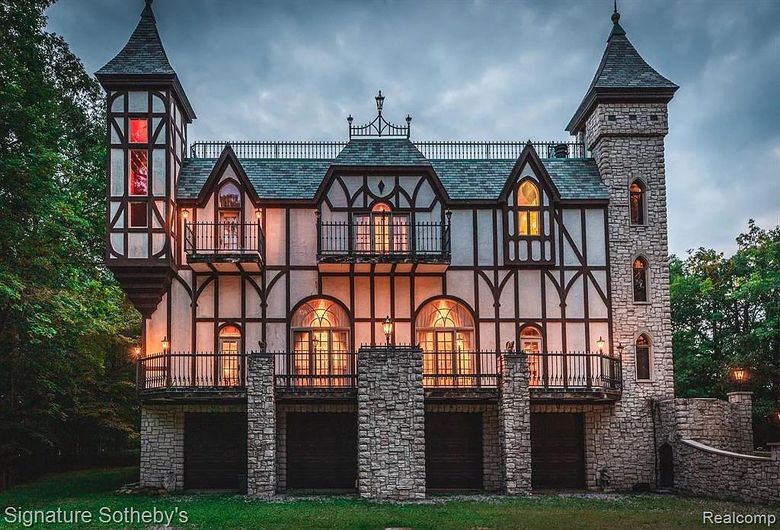 suburban men dream house michigan medieval castle with drawbridge secret rooms 20230503 101
